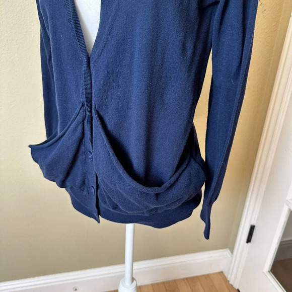 Vintage JUICY COUTURE Navy Knit Size Small Open Back Cardigan Sweater - Picture 4 of 11